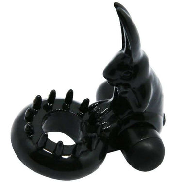 Anello Vibrante in Silicone con Stimolatore Clitorideo Nero
